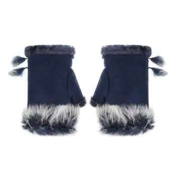 Мягкие Модные зимние Утепленные Эластичные перчатки для девочек, Сохраняющие тепло, Перчатки без пальцев, Модные Аксессуары, Плюшевые Варежки