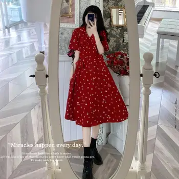 Женское летнее платье большого размера, новое Красное Винтажное Французское Романтическое платье-юбка для отдыха