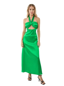 Элегантное кружевное платье Макси с V-образным вырезом, летнее винтажное платье А-силуэта 2023 года без рукавов длиной до пола, свадебное платье для гостей