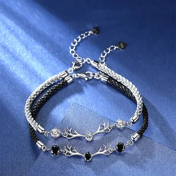 Новое серебро 925 Пробы, оригинальный дизайнерский браслет с оленями и кристаллами Циркона для женщин, модные вечерние Свадебные украшения, Рождественские Подарки