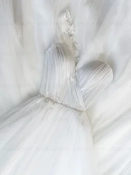 Романтические длинные свадебные платья трапециевидной формы из тюля на одно плечо, платья невесты с аппликацией в виде сердечка, сексуальное платье для женщин 2023 Robe De Mariée