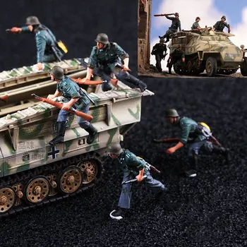 Масштабная модель 1/72 Немецкой армии 5 бронированных машин Фигурки солдат Макет военной сцены Военный миниатюрный солдат Кукла из смолы