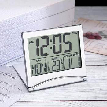 Креативные складные настольные электронные часы, Многофункциональный будильник с датой и температурой, Простые Удобные ультратонкие дорожные часы