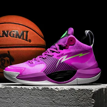 Новые поступления Фиолетовые баскетбольные кроссовки Унисекс, амортизирующие уличные баскетбольные кроссовки для тренировок, мужская противоскользящая мужская спортивная обувь