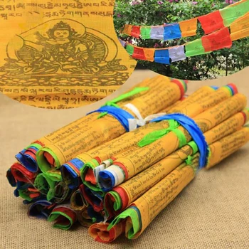20 Листов 5 м Религиозные флаги Тибетские буддийские принадлежности Цветная печать Молитвенный флаг Тибетский баннер Садовые флаги