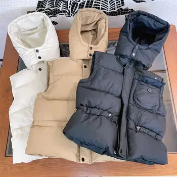 Высококачественная детская одежда 2023, новинка зимы, жилет для мальчиков и девочек, детская хлопковая куртка с капюшоном