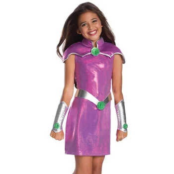 2020 Новый костюм Подростковый косплей Starfire для детей, платье-пачка, костюм на Хэллоуин (3-9 лет)  Праздничное платье