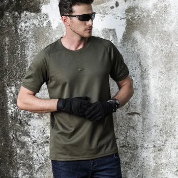 Тактические футболки, мужская уличная военная футболка с круглым вырезом, рубашка с коротким рукавом, Походная охотничья армейская боевая мужская быстросохнущая одежда