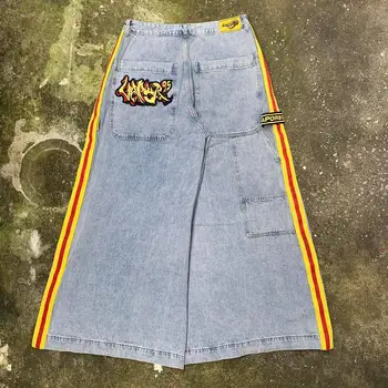 Джинсы Vapor95 с буквенным рисунком в стиле хип-хоп Рок, ретро-синие свободные джинсы оверсайз, Новые повседневные брюки с высокой талией, широкие брюки